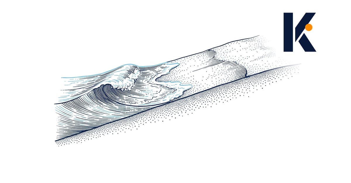 Vague se retirant d'une plage en coupe, grains de sable emportés vers le large - planche d'érosion côtière 19e.