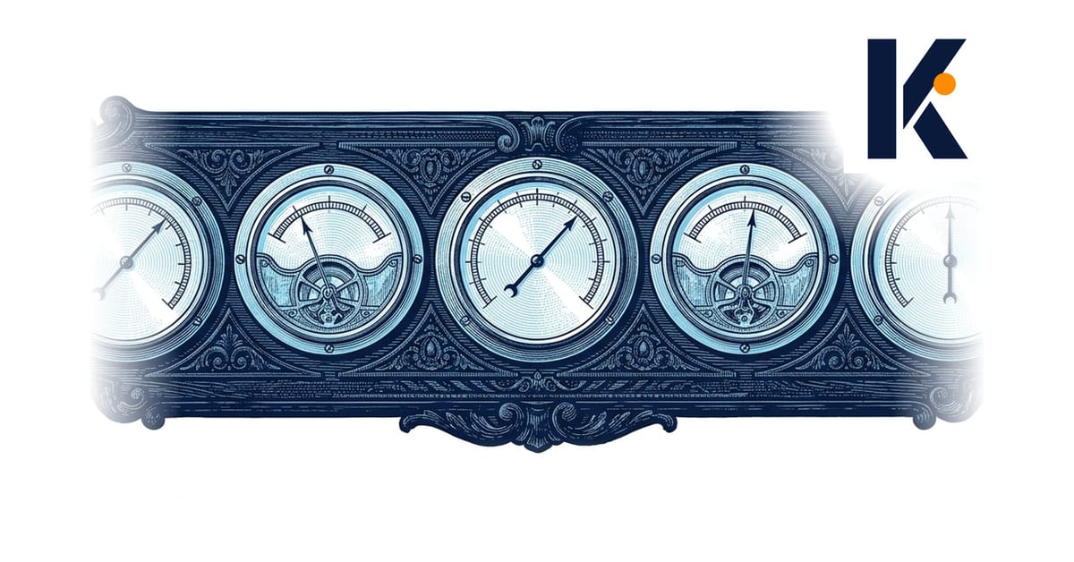 Instruments de précision sur panneau sombre, tous nominaux sauf un légèrement dévié - gravure victorienne.