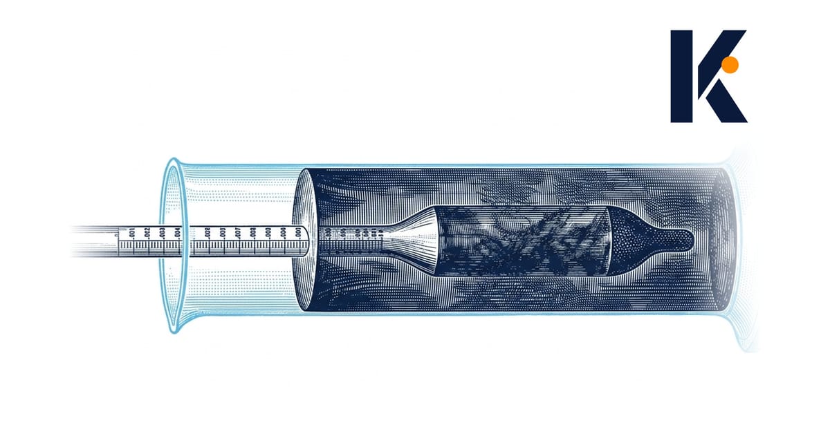 Hydromètre gradué plongeant dans un liquide trouble et opaque - dessin de laboratoire 19e siècle.