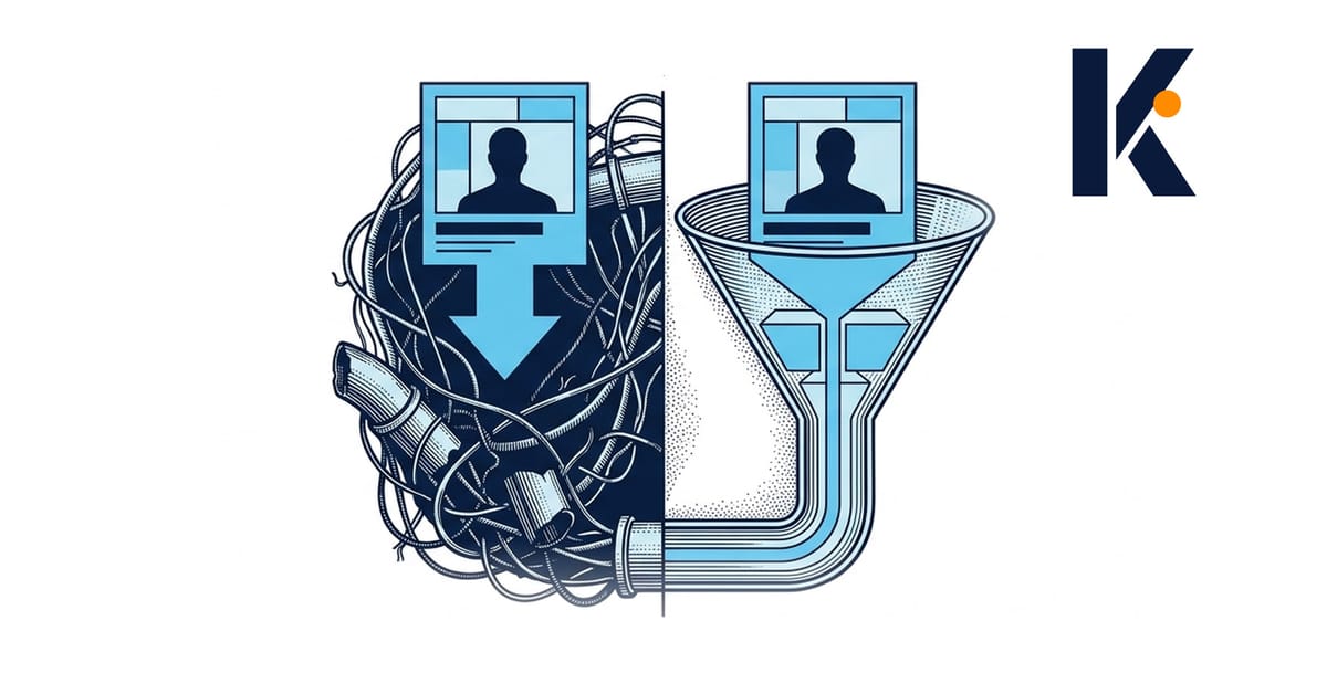 Deux trajets d'un même créatif : chaos à gauche quand le funnel diverge, fluidité à droite quand il s'aligne.
