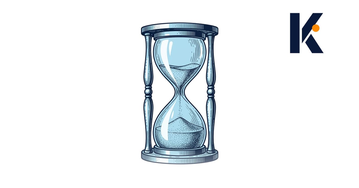 Sablier à deux chambres inégales, la première se vidant vite, la seconde restant presque pleine - gravure d'horlogerie 19e.