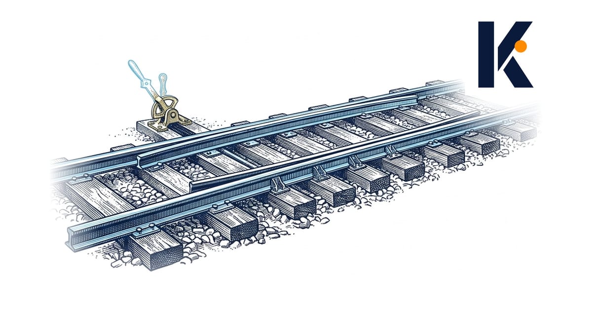 Aiguillage ferroviaire gravé, deux rails divergents - la conversion des apps quitte le rail de l'App Store.