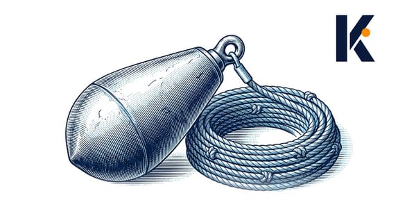 Plomb de sonde en laiton et sa ligne lovée, gravure naturaliste 19e - mesurer la profondeur avant de naviguer.